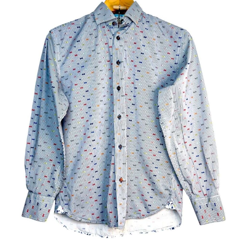 Luchiano Visconti Blue & White With Multicolor Bowties Size: S